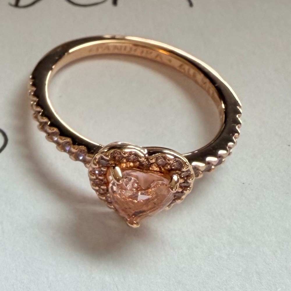 Pandora Rose gold Pink Heart Ring (size 48, US 4.5)